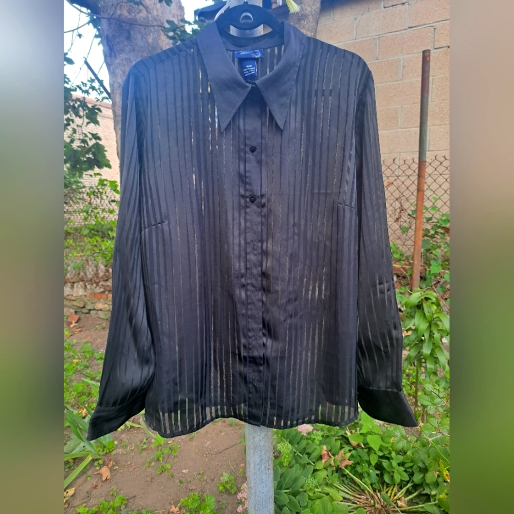 Sheer black button up blouse blouse